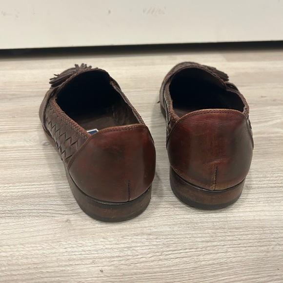 Bragano Brown Woven Leather Loafers 8.5 Italian Made in Italy - Picture 7 of 12